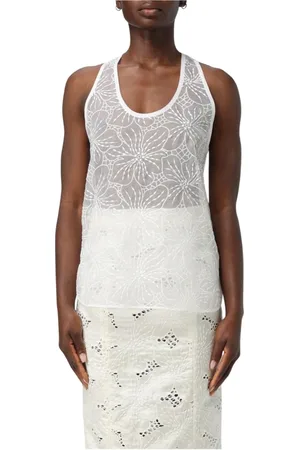 GENNY Femme, Tops, Blanc, Taille: 40 FR Haut sans manches élégant à col en V