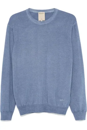 Woolrich Homme, Pulls, Bleu, Taille: 2XL Pull Ras du Cou Bleu Délavé