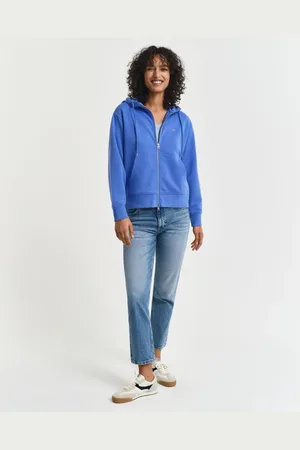 GANT Femme, Sweatshirts et sweats à capuche, Bleu, Taille: 38 FR Sweat à capuche zippé Shield
