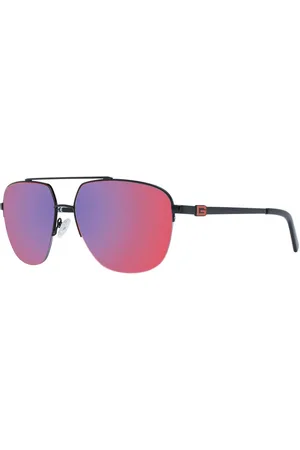 Guess Homme, Accessoires, Noir, Taille: ONE Size Lunettes de Soleil Aviateur Noires Miroir Gris
