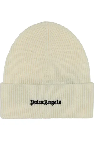 Palm Angels Homme, Accessoires, , Taille: ONE Size Bonnet Beanie en Coton Ivoire