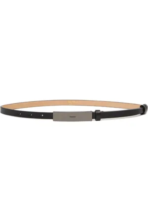 Max Mara Femme, Accessoires, Noir, Taille: XS Ceinture Noire en Cuir avec Bout Allongé