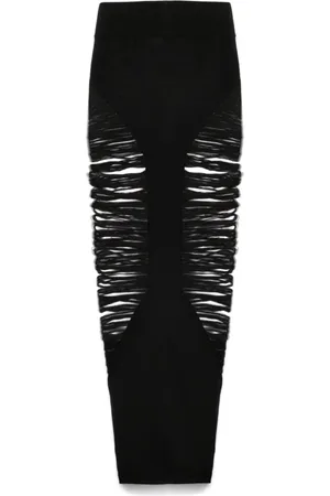 Rick Owens Femme, Jupes, Noir, Taille: 38 FR Jupe Noire Taille Élastique Effet Usé