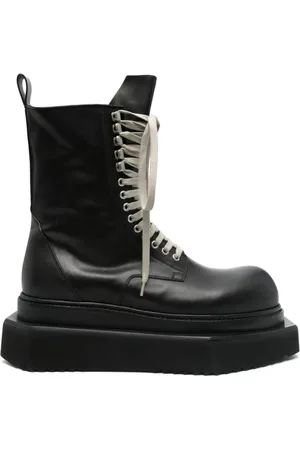 Rick Owens Homme, Chaussures, Noir, Taille: 43 EU Bottines Noires à Lacets et Fermeture Éclair Latérale