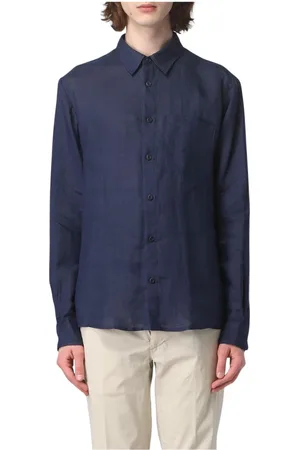 A.P.C. Homme, Chemises, Bleu, Taille: L Chemise Classique en Lin Coupe Décontractée
