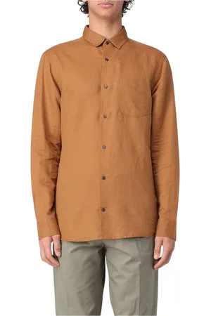 Calvin Klein Homme, Chemises, Brun, Taille: S Chemise Marron à Manches Longues Style Élégant