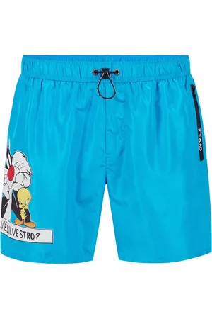 Iceberg Homme, Maillots de bain, Bleu, Taille: 2XL Maillot de bain turquoise avec cordon de serrage, impression et logo