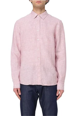 Michael Kors Homme, Chemises, Rose, Taille: XL Chemise Casual en Lin à Rayures