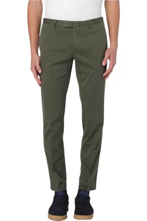 PT Torino Homme, Pantalons, Vert, Taille: 2XL Pantalon Beige Slim Fit en Coton Stretch