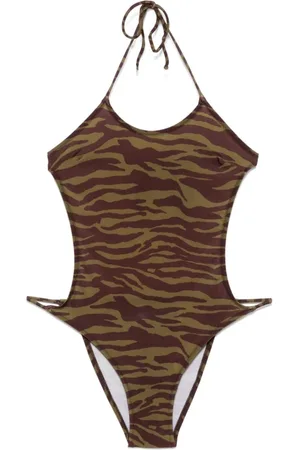 The Attico Femme, Maillots de bain, Multicolore, Taille: 40 FR Maillots de Bain Vert et Marron Ss25