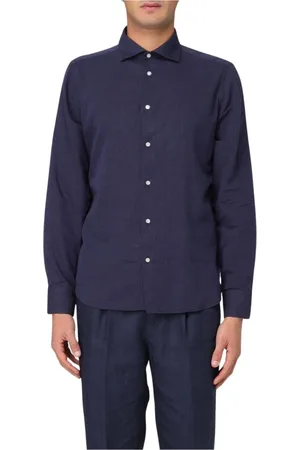 Manuel Ritz Homme, Chemises, Bleu, Taille: M Chemise en Lin Bleue Manches Longues