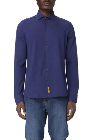 B.D.BAGGIES Homme, Chemises, Bleu, Taille: S Chemise Blanche à Manches Longues Classique