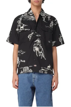 Dickies Homme, Chemises, Noir, Taille: M Chemise Noire à Imprimé Western