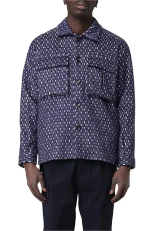 Kiton Homme, Vestes, Bleu, Taille: L Veste Bleue à Motifs Boutonnée