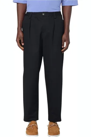 Marni Homme, Pantalons, Noir, Taille: M Pantalon Beige en Coton Plissé Coupe Décontractée