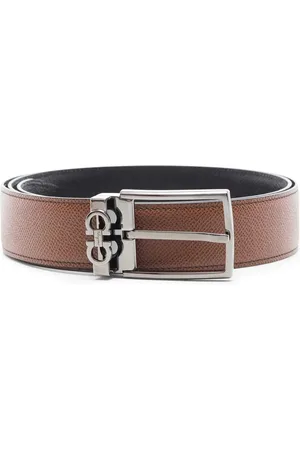 Salvatore Ferragamo Homme, Accessoires, Brun, Taille: 105 CM Ceinture en Cuir Marron avec Boucle Gancini