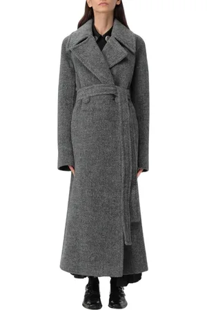 Jil Sander Femme, Manteaux, Gris, Taille: 38 FR Manteau Long en Laine Noire