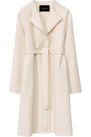 Fabiana Filippi Femme, Manteaux, Blanc, Taille: 42 FR Manteau Blanc En Cachemire À Ceinture Coupe Décontractée