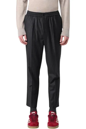 Ami Homme, Pantalons, Gris, Taille: L Pantalon en Laine à Rayures Gris Taille Élastique