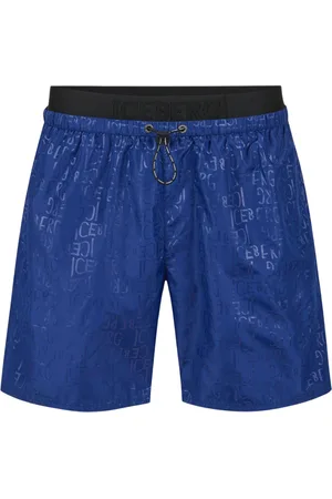 Iceberg Homme, Maillots de bain, Bleu, Taille: XL Maillot de bain bleu avec élastique et cordon noir et logo