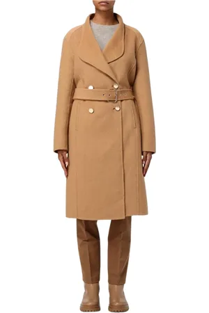 Liu Jo Femme, Manteaux, Brun, Taille: 38 FR Manteau Gris en Laine Coupe Décontractée