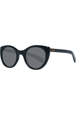 Ermenegildo Zegna Unisex, Accessoires, Noir, Taille: ONE Size Lunettes de Soleil Unisexes Noires Polarisées Monture Ronde