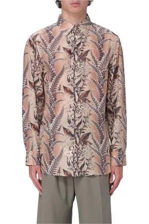 Etro Homme, Chemises, Rose, Taille: M Chemise en Soie Bleue à Imprimé Floral