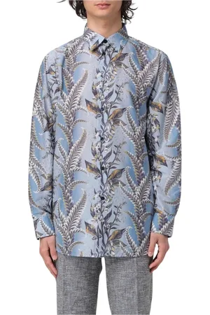 Etro Homme, Chemises, Bleu, Taille: M Chemise Bleue à Fleurs à Manches Longues