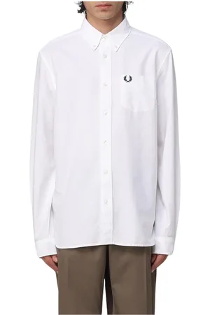 Fred Perry Homme, Chemises, Blanc, Taille: L Chemise Oxford classique en Gnawed Blue