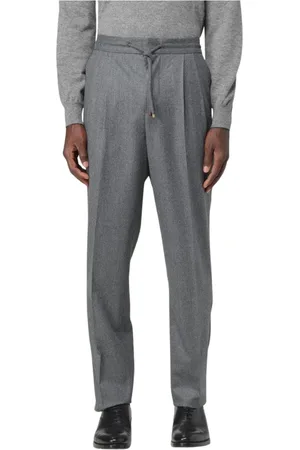 Brunello Cucinelli Homme, Pantalons, Noir, Taille: L Pantalon Élégant à Cordon de Serrage