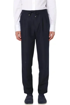 Brunello Cucinelli Homme, Pantalons, Bleu, Taille: S Pantalon en Laine Bleu Modèle Élégant