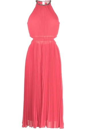 Michael Kors Femme, Robes, Rouge, Taille: 42 FR Robe mi-longue plissée et découpée