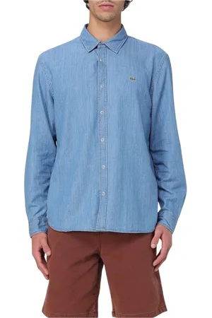 Lacoste Homme, Chemises, Bleu, Taille: L Chemise en Denim Bleu Manches Longues