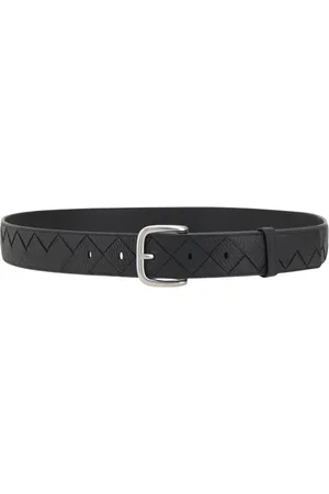 Bottega Veneta Homme, Accessoires, Noir, Taille: 100 CM Ceinture en Cuir Noir Style Intrecciato