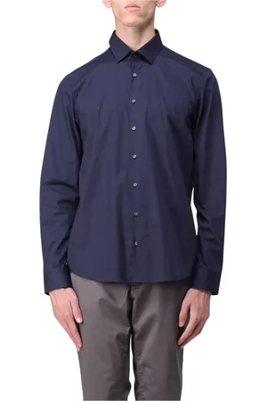 Calvin Klein Homme, Chemises, Bleu, Taille: S Chemise Popeline Bleue pour Homme