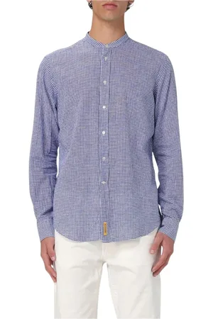 B.D.BAGGIES Homme, Chemises, Bleu, Taille: XL Chemise Bleue à Col Mandarin Gingham
