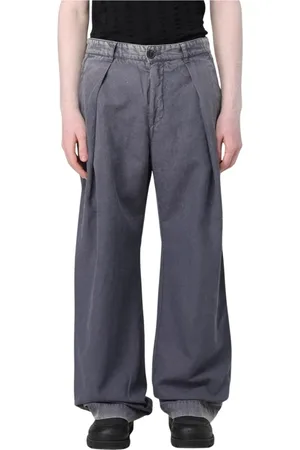 WoodWood Homme, Jeans, Gris, Taille: M Pantalon Gris en Coton Plissé