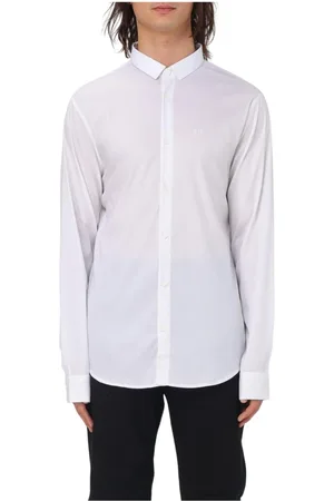 Armani Exchange Homme, Chemises, Blanc, Taille: XS Chemise en Coton Bleu Marine Design Élégant
