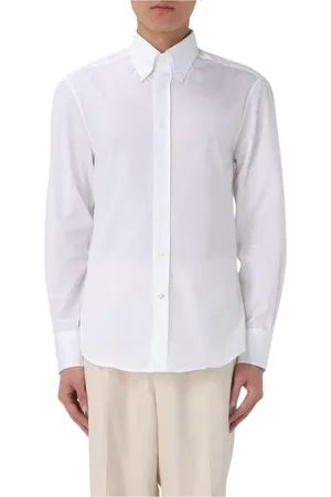 Brunello Cucinelli Homme, Chemises, Blanc, Taille: S Chemise en Coton à Manches Longues