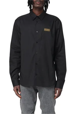 VERSACE Homme, Chemises, Noir, Taille: L Chemise Noire avec Logo Élégante et Sophistiquée