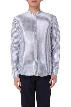 B.D.BAGGIES Homme, Chemises, Bleu, Taille: S Chemise à Rayures Col Mandarin