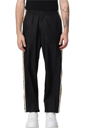 VERSACE Homme, Pantalons, Bleu, Taille: M Pantalon de Piste en Nylon Bleu à Rayures Latérales