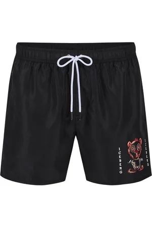 Iceberg Homme, Maillots de bain, Noir, Taille: S Maillot de bain noir avec imprimés et cordon de serrage