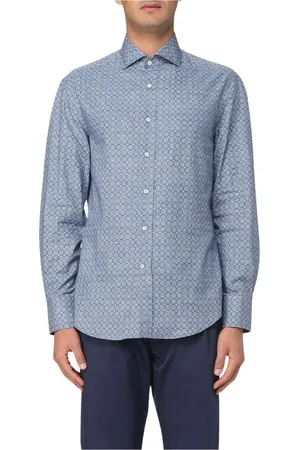 Brunello Cucinelli Homme, Chemises, Bleu, Taille: M Chemise Décontractée en Denim à Boutons