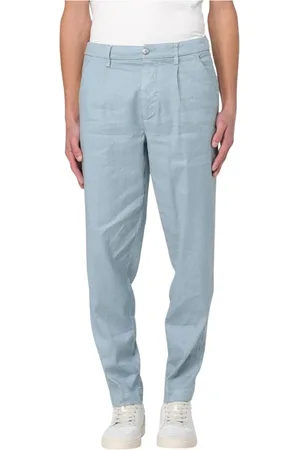 RE-HASH Homme, Pantalons, Bleu, Taille: W31 Pantalon Décontracté en Lin
