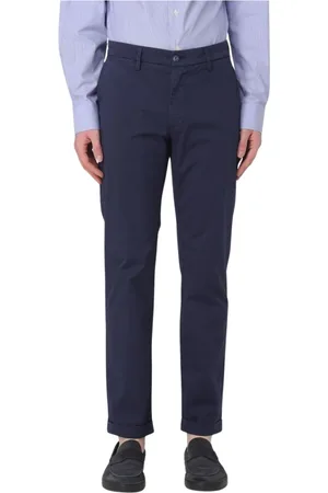 RE-HASH Homme, Pantalons, Bleu, Taille: W33 Pantalon Chinos Bleu Style Décontracté
