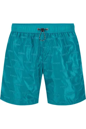Iceberg Homme, Maillots de bain, Bleu, Taille: 2XL Maillot de bain de couleur bleu-vert avec élastique et cordon noir et logo allover ton-sur-ton