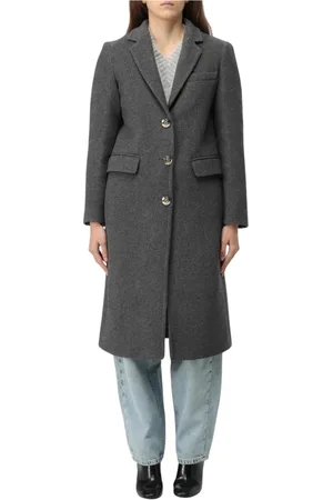 Liu Jo Femme, Manteaux, Gris, Taille: 38 FR Élégant Manteau à Manches Longues avec Col en V