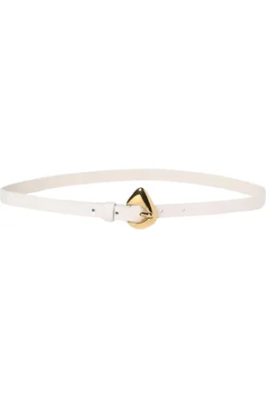 Bottega Veneta Femme, Accessoires, Blanc, Taille: 85 CM Ceinture en cuir blanc avec boucle dorée