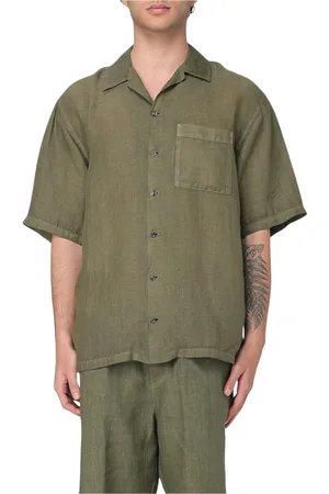 120% Lino Homme, Chemises, Vert, Taille: M Chemise en Lin Café